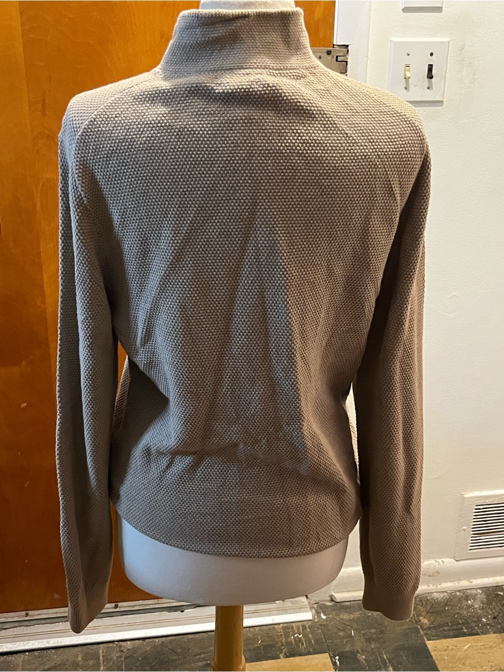 Massimo Dutti Extra Fine Cotton Full Zip Tan Khaki Knit Sweater Jacket. Size L - Picture 4 of 7